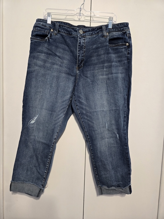 Kut from the Kloth Denim - Kut From The Kloth Abigail Crop Jeans Womens 16W Blue Straight Leg Distressed